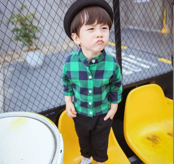 

2022 new girls' frosted plaid shirt baby spring and autumn korean long sleeved coat r1, Blue