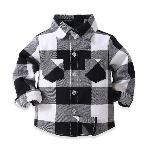 

autumn winter baby shirts boys girls long sleeves plaid shirts for infant casual toddler clothing costume blouse, White;black