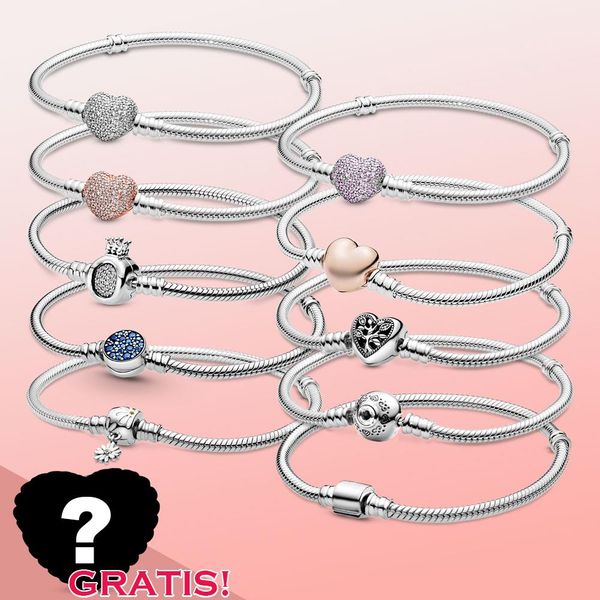 925 Bangle de prata Charms momentos Coroa Cora￧￣o de cobra FIT Pandora Bracelet Jewelry DIY