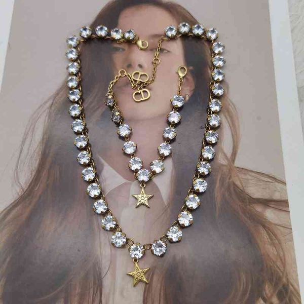 

2022 factory wholesale new di home high sense light luxury rhinestone clavicle necklace bracelet super fairy simple women tn7p, Silver