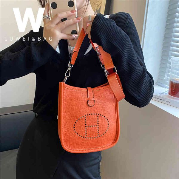 

designer evelyn mini bag women's large capacity high-grade foreign style leather wide shoulder belt messenger
