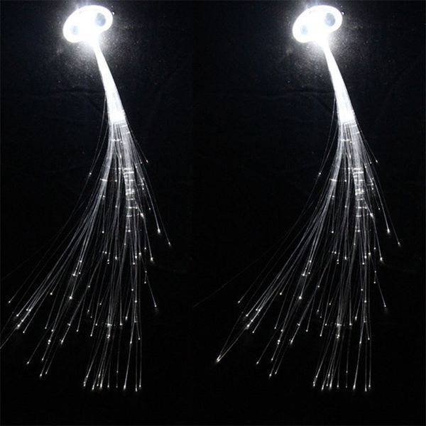 50pcs LED Party White Light Up Up Fiber Optic Hairttes Clip Hairpin Silk Flash Braids Cosplay Wedding Birthday Gift Dança 220527