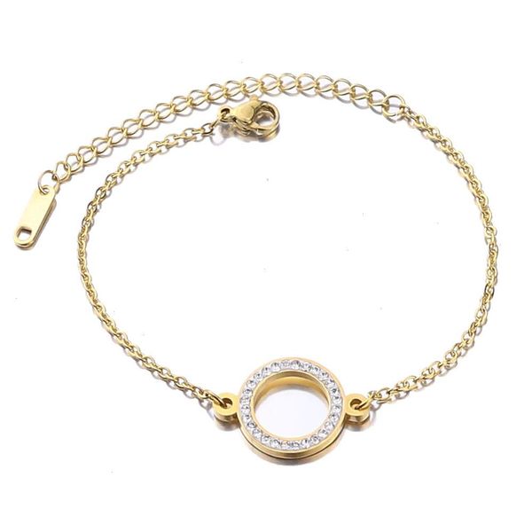 

stainless steel gold crystal strand zircon chain bracelet adjustable simple, Black