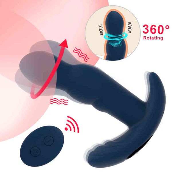 Nxy Giocattoli anali Massaggiatore prostatico a 360 gradi Vibratore rotante Telecomando Buttplug vibrante Vagina Dildo Sesso per adulti 220506
