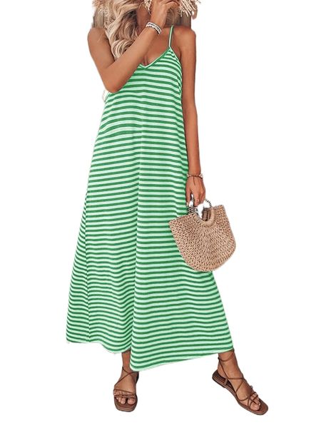 

striped print cami dress a71a#, Black;gray