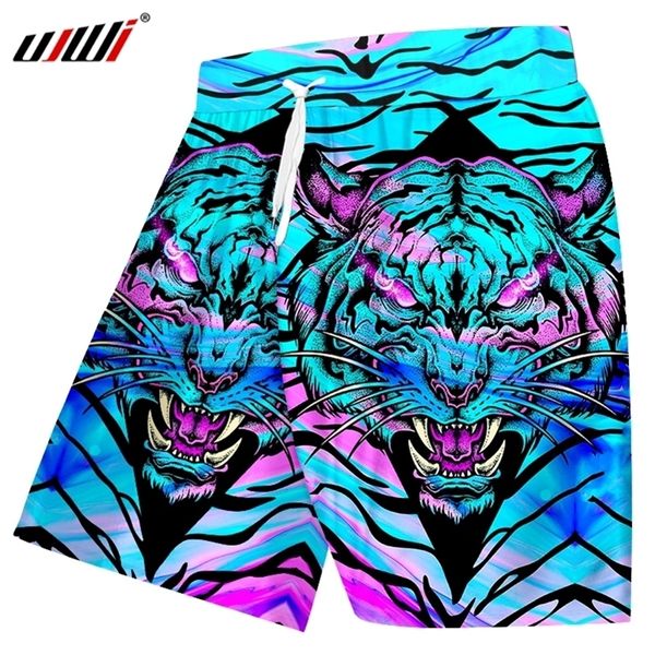 

ujwi harajuku shorts men harajuku 3d print colorful tiger loose animal shorts man fitness workout short pants pattern custom 220613, White;black