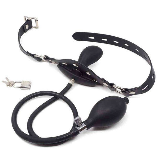 

new quality comfortable couple supplies wholesale oral fixation inflatable big mouth gag stuffed for, Silver
