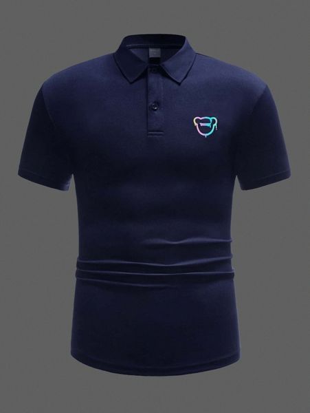 

men reflective cartoon pattern polo shirt o8w3#, White;black