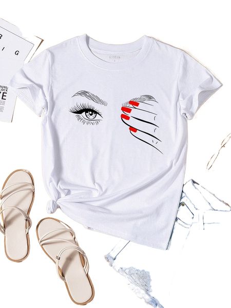 

eye & finger print tee n77q#, White