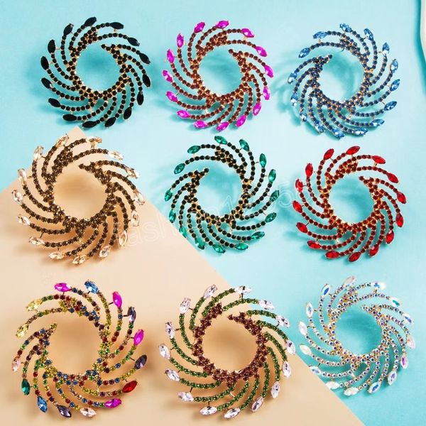 Очарование красочные хрустальные серьги с записью циклона Геометрические круглые серьги для девочек -ювелирные изделия Бринкос