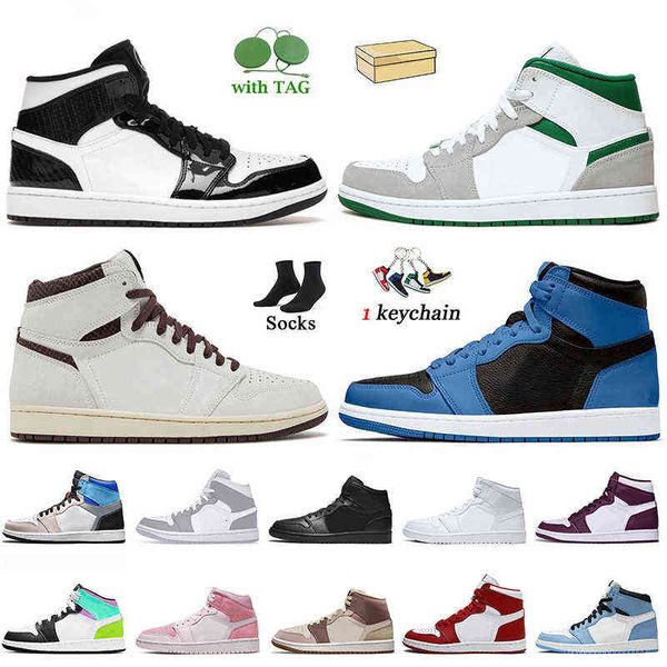 

1s high basketball shoes women men jumpman 1 trainers sports carbon fiber mid grey pine green a ma maniere dark marina blue unc triple