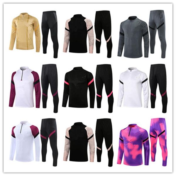 

2021fans men football tracksuit soccer training suit 21 22 saint germain mens survetement maillots de foot chandal tuta jogging, Black