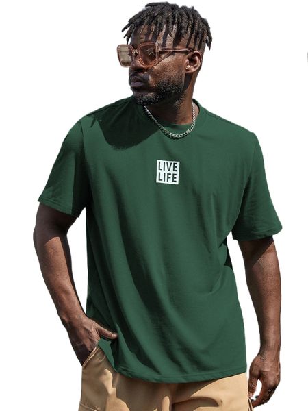 

extended sizes men letter graphic tee 387f#, White;black