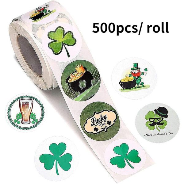 

gift wrap 500pcs st.patrick's day stickers shamrock hanging activity decoration 1.5inch lucky clover label envelope seal