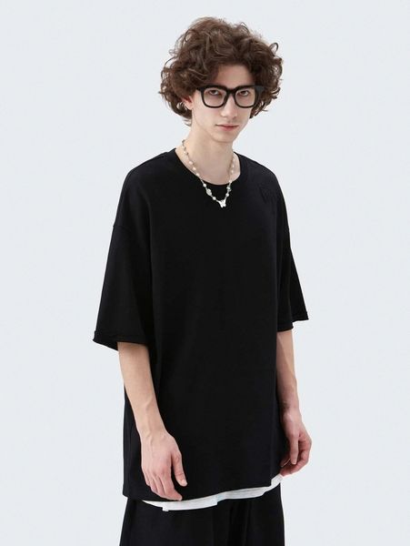 

men solid drop shoulder tee z7h7#, White;black