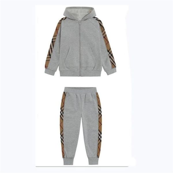 

spring autumn baby boys tracksuits sportswear kids clothing sets boy casual set cotton children plaid hoodies pants joggers 3-8 ye242u, White