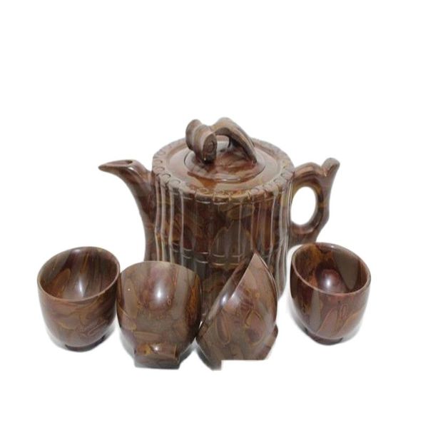 

chinese kung fu tea with natural medical stone teapot and tea cup a set, Silver