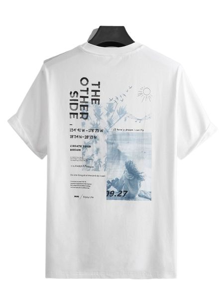 

men figure & slogan graphic tee f72c#, White;black