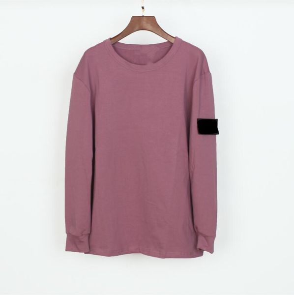 

island men's t-shirts round neck pullover long sleeved fashion loose bottoming tee, Black