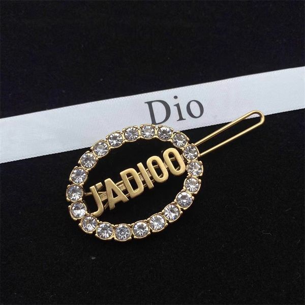 

designer jewelry online new fashion versatile oval hollow diamond inlaid letter women's net red same high version hairpin, Golden