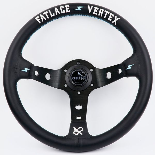 

13inch vertex white embroidery black genuine leather drift sport steering wheels with blue stitching