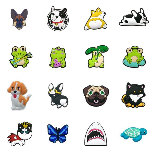 

lovely animals dog croc charms fashion love shoe accessories for decorations charms pvc soft shoes charm ornaments buckles as party gift, White;pink