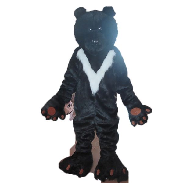 Sahne Fursuit Black Bear Maskot Kostümleri Karnaval Hallowen Hediyeleri Unisex Yetişkinler Fantezi Parti Oyunları Kıyafet Tatil Kutlaması Karikatür Karakter Kıyafetleri