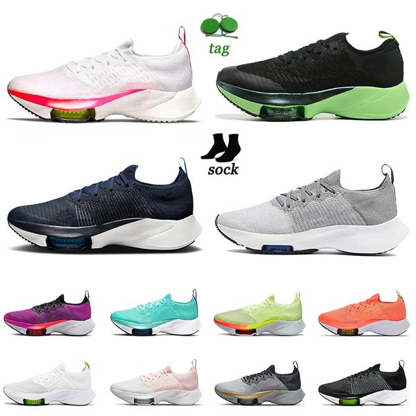 

zooms tempos next% fly knit running shoes rawdacious black white hyper violet pure platinum black electric green off turquoise mens women sn