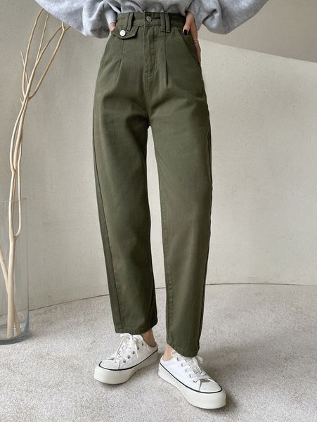 

dazy high waist plicated detail straight leg jeans n4ld#, Blue
