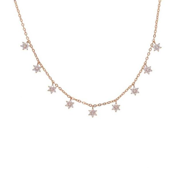 

new 2018 fashion drop star floer choker necklace gold star necklace for women cute girl delicate shiny cz station layer choke319l, Silver