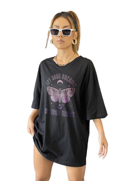 

s.logan & b.utterfly print d.rop s.houlder tee g8ws#, White