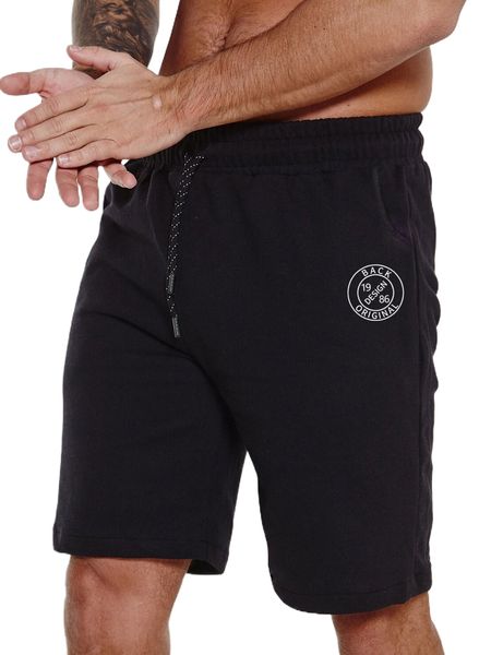

men letter graphic drawstring waist shorts 99sq#, White;black
