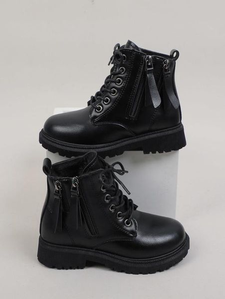 Meninos minimalistas lace-up frente zíper botas ela