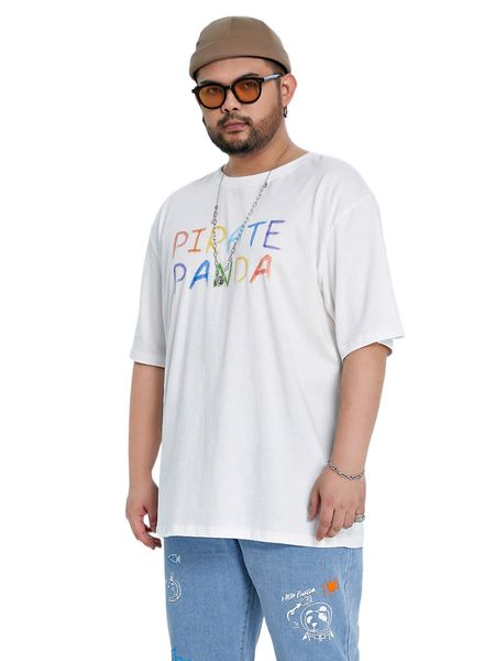 

men letter graphic cartoon patched detail tee c1gy#, White;black