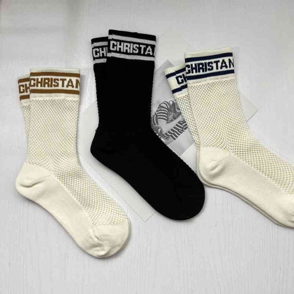 

letter love classic brand calf socks fashion hosiery spring summer mesh hollowed hosierys designer middle tube sock 2e32, Black;white