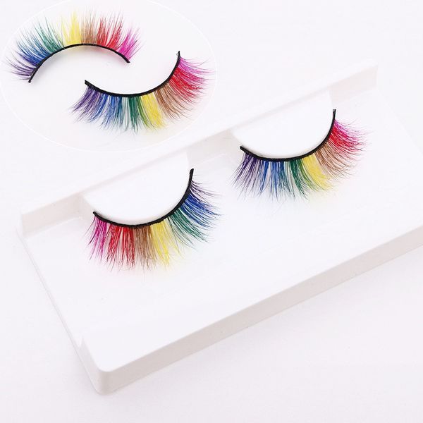 Farbe Nerz Wimpern Dramatische Lange Bunte Falsche Wimpern Kosmetische Gefälschte Farbige Wimpern Verlängerung Party Cosplay Halloween Make-Up Streifen Wimpern