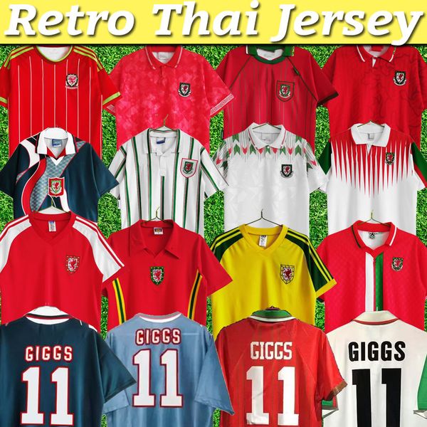 

wales retro soccer jerseys 1976 1982 1990 1993 gales 1992 1994 1995 1996 1998 giggs hughes home away saunders rush boden speed vintage class, Black;yellow