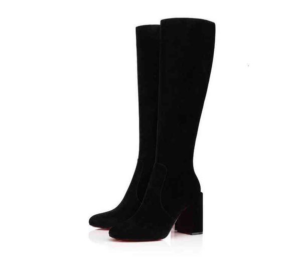 

boots [with box] women ankle long bootred bottoms booty black high casual style studded leather heels suede high boots size 35-43 jkmk