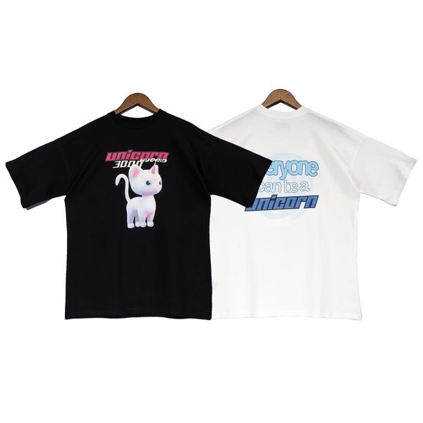 

t shirt tees cat printed men women tee hip hop oversize short sleeve, White;black