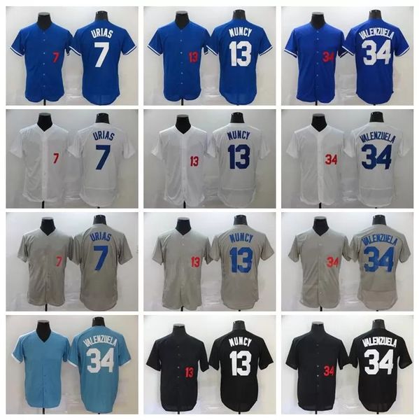 

men baseball 7 julio urias jersey 34 fernando valenzuela 13 max muncy flexbase cool base all stitched team blue white grey black
