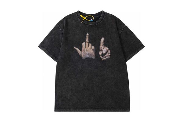 

22fw summer fashion men t shirts gesture print short sleeve clothing, White;black