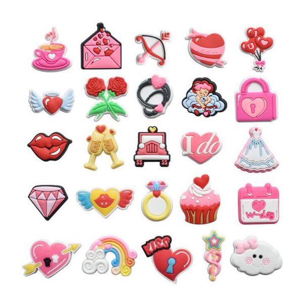

fast delivery wholesale croc shoe charms parts accessories buckle clog buttons pins wristband bracelet decoration kids teen adulty party gif, White;pink