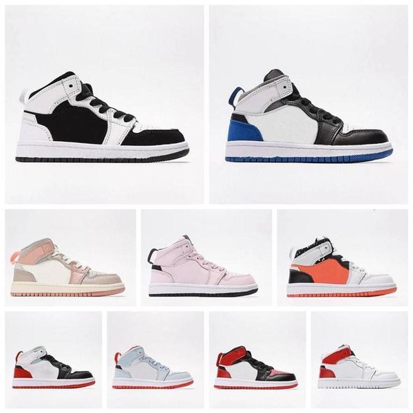 

kids 1s basketball infants quality shoe designers trainers j1 toddler bred toe casual sneakers half blue notebook tuxedo red chaussures zapa, Black
