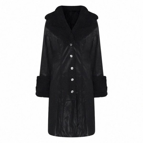 

women's trench coats women casual coat winter overcoat buttons long sleeve faux leather jacket warm outwears d7gp#, Tan;black