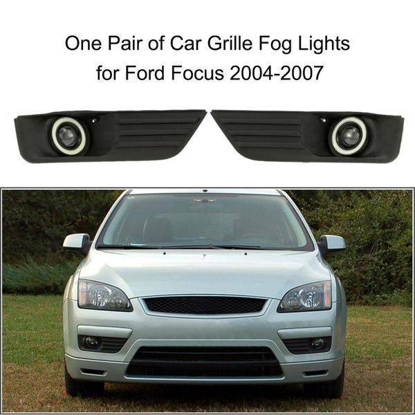 Par de carro inferior Bumper Grille luzes de nevoeiro Lâmpada LED para Ford Focus 2004-2007