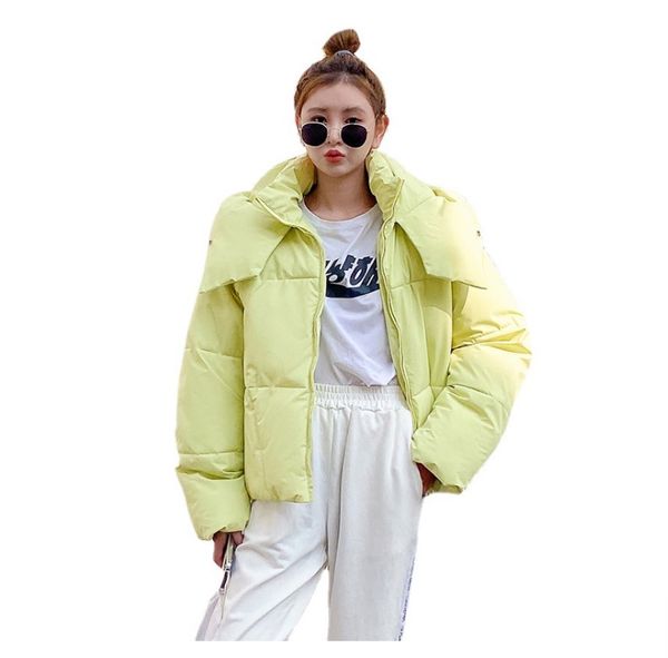 

chic hooded cotton padded women parkas 2022 winter warm loose solid thicken female coats ladies zippers outwear, Black