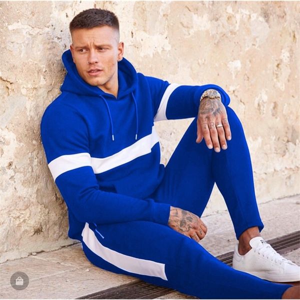 

causal men tracksuit pants jogging suit 2 pcs tracksuit autumn men outfits sportswear running sweatsuit loose fit clothes men lj201117, Gray