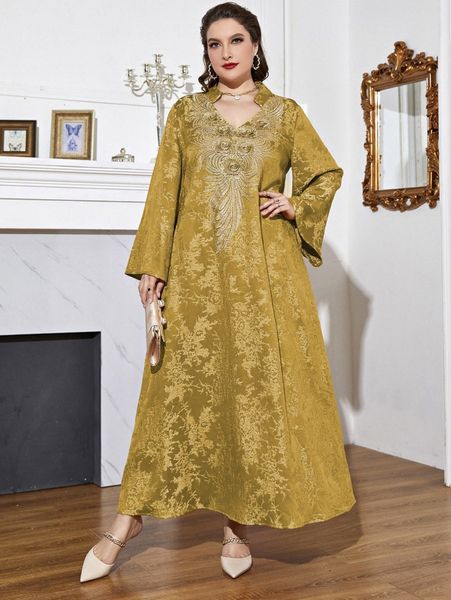 

plus jacquard floral appliques maxi dress 99ni#, Black