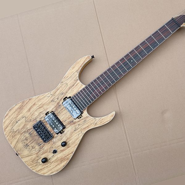 

7 strings electric guitar with spalted maple veneer rosewood fretboard