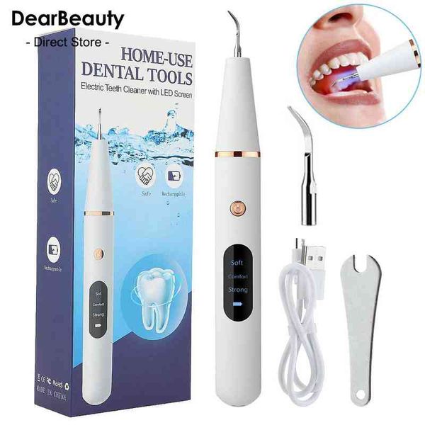 

ultrasonic dental scaler for teeth tartar stain tooth calculus remover electric sonic plaque cleaner stone removal 220713